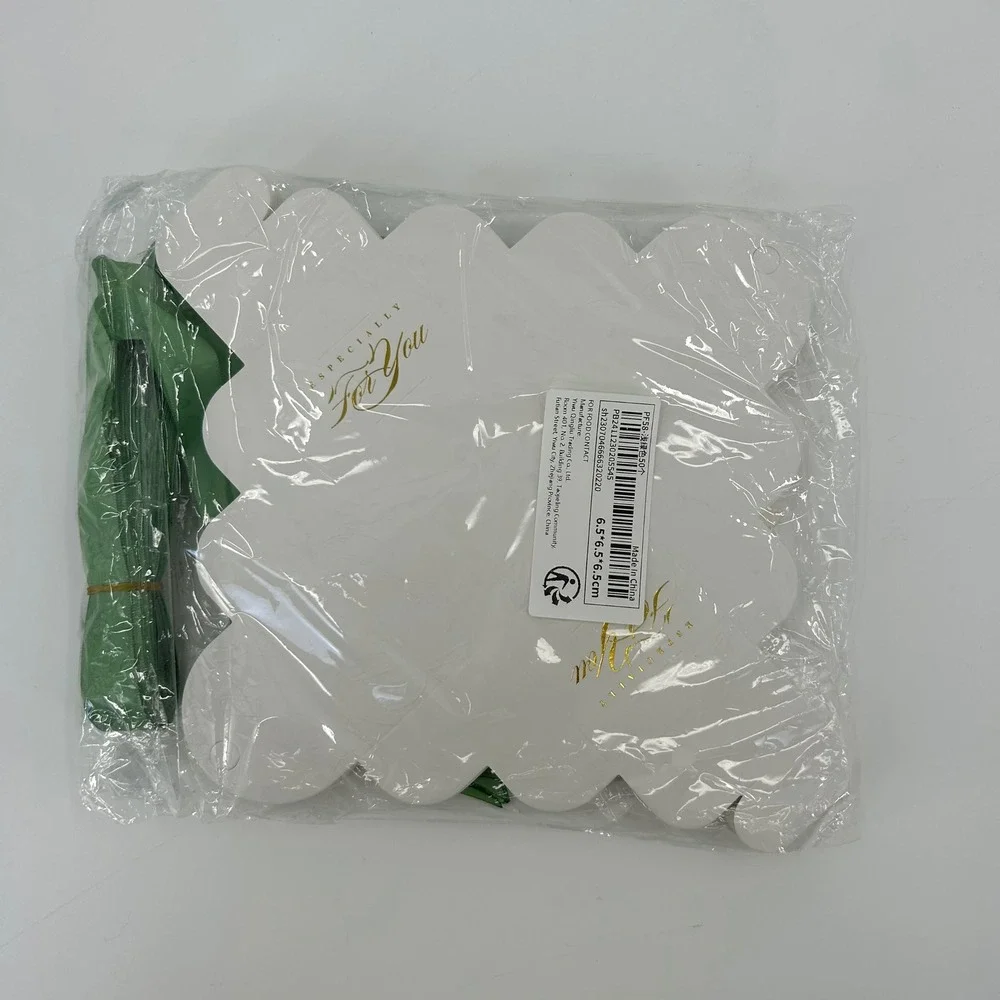 50 Pack White Especially For You Favor Boxes with‎ Green Ribbon 2.5 Inch